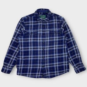 Woolrich Shirt Jacket Mens Medium Flannel Blue Plaid Heavy Shacket Outdoors